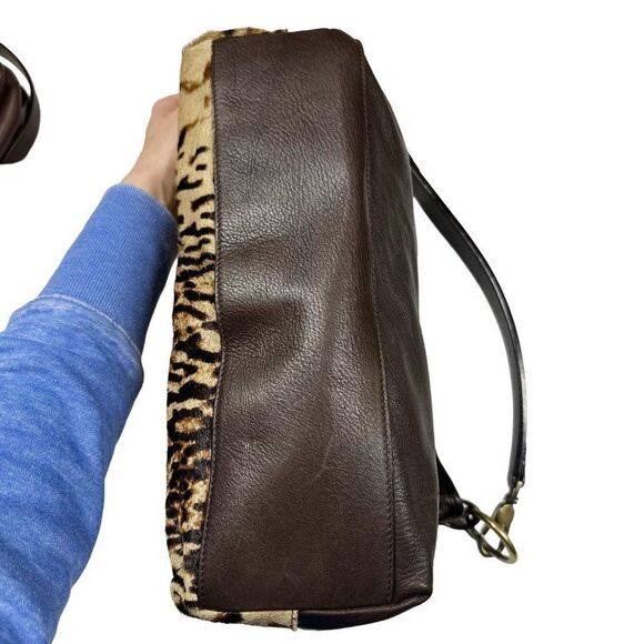Garnet Hill Leopard Animal Print Calf-Hair Shoulder Bag - Picture 13 of 16